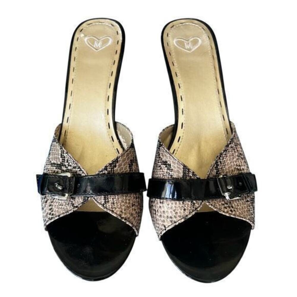 Madeline The Tracy 09 Snake skin black kitten heel slip on pump size 8.5M